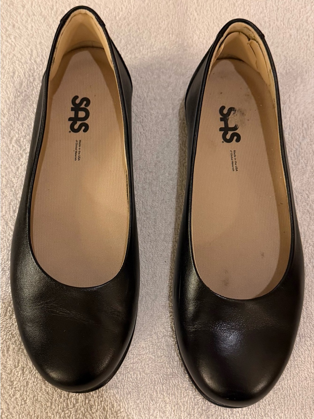 SAS Black Leather Ballet Flats Size 8.5 Wide